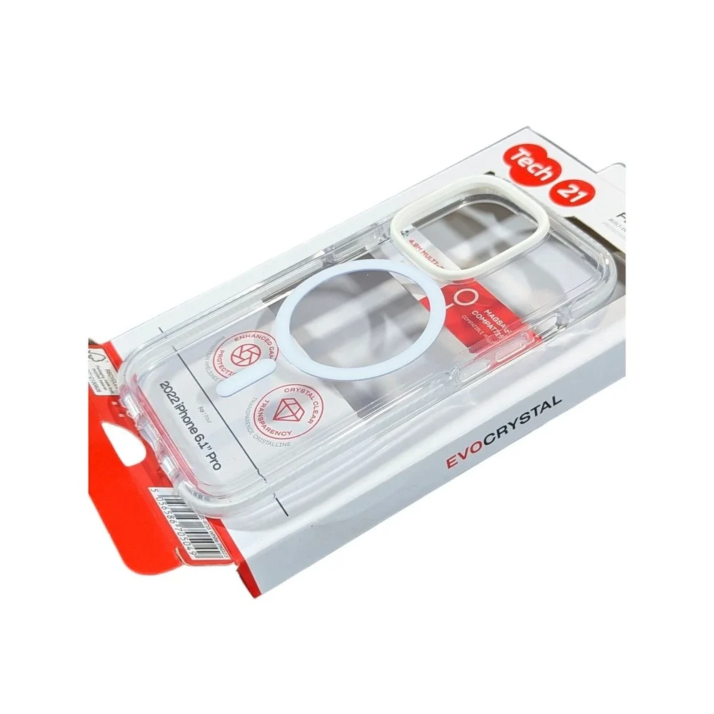 G7O. Tech21 Flexshock EvoCrystal Magsafe Case for iPhone 14 Pro - Clear / White‎
